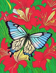 flower, butterfly, pattern, vector, nature, floral, seamless, leaf, insect, spring, summer, illustration, art, design, decoration, beauty, plant, ornament, wallpaper, blossom, flowers, drawing, garden