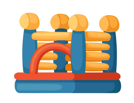 recommend clip art: Bouncy inflatable castle with tower and safety wall vector illustration isolated on white background