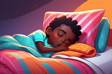 Baby sleeping in bed,blush on cheeks,boy sick,soft bed,afro baby sleeping cute in crib,soft pillows
