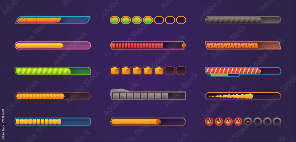 Poster progress bar. ui game asset for mobile and web application, gui level indicator for potion and healt