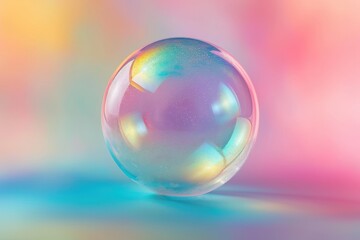 Iridescent soap bubble on multicolored background.