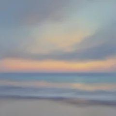 Foto op Plexiglas The beach at sunset. Pastel colors in impressionist style. Beach illustration.  © Pram