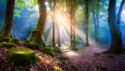 mysterious forest; enchanted fantasy woods