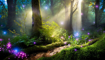 Fototapeta premium mysterious forest; enchanted fantasy woods