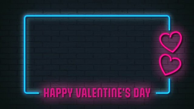 Retro Neon Happy Valentine's Day Banner Loop