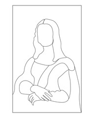 Mona Lisa illustration flat icon style vector