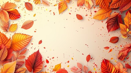 Fondo con temática de hojas de otoño, con espacio para texto. Ideal como felicitación, fiestas, celebraciones. Generado por IA.