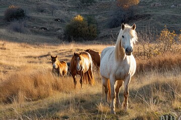 Obraz premium Horses in the field in Catalonia in