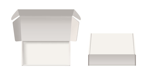 Close and Open White Carton Box Top View Mockup, Minimalist And Versatile, For Showcasing Product Packaging Design