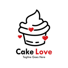 Cake love design logo template illustration