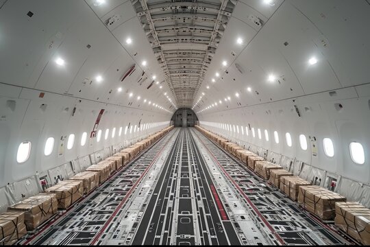 Inside air cargo plane