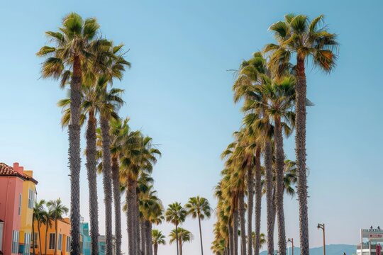 Palm Trees line Venice Beach California