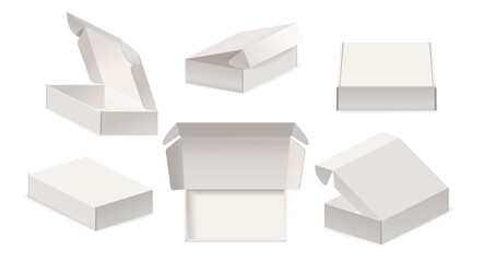 White Paper Boxes Mockup Set Features Versatile And Customizable Designs For Packaging Presentations Realistic 3d