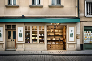 old typical french  village facade , charming boutique storefront  - obrazy, fototapety, plakaty