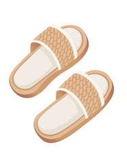 Wooden slippers for spa or bath vector illustration isolated on white background