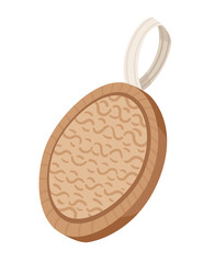 Body brush with wooden handle for bath or shower vector illustration isolated on white background