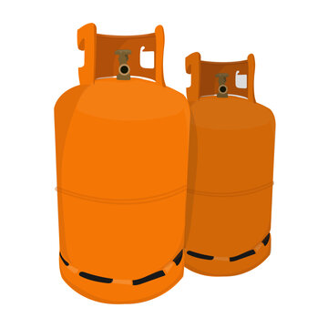 Gas bottle orange, vector illustration, gas cylinder