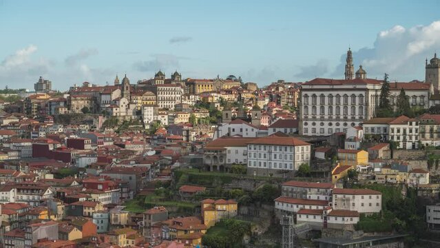 Porto Portugal time lapse, city skyline timelapse at Porto Ribeira old town