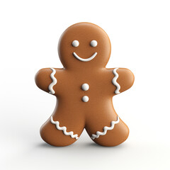 Obraz premium Gingerbread man simple 3D on white background created with Generative Ai