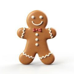 Gingerbread man simple 3D on white background created with Generative Ai