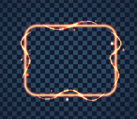 Luminous Rectangular Frame With Rounded Corners And Waving Decor, Emanates A Soft, Ethereal Glow, Vector