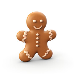 Obraz premium Gingerbread man simple 3D on white background created with Generative Ai
