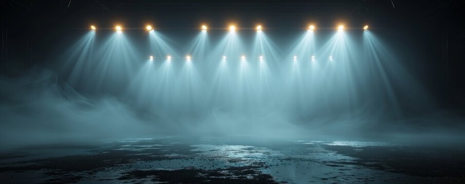 Stage Lights and background. Volumetric Stage Lights.