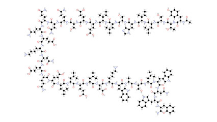 enfuvirtide molecule, structural chemical formula, ball-and-stick model, isolated image fuzeon