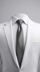 close-up of a white tie and a white business suit, on a light gray background created with Generative Ai