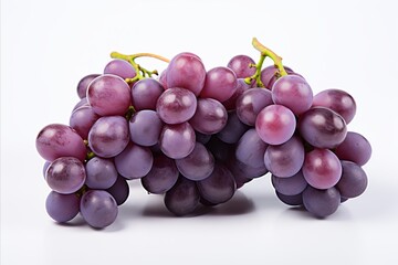 Fototapeta premium Juicy purple grape with water droplets isolated on white background for advertising campaigns