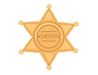 Gold sheriff star badge vector illustration isolated on white background - obrazy, fototapety, plakaty