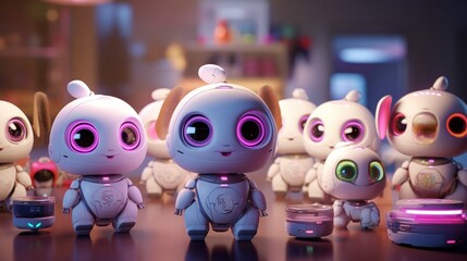 Obraz premium A group of robots standing next to each other