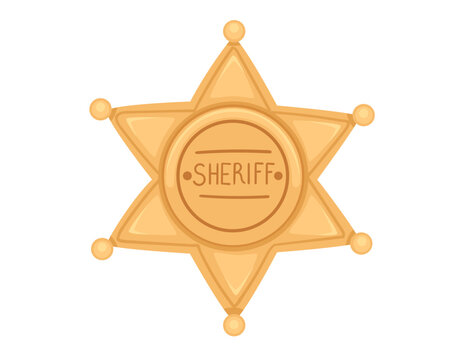Gold sheriff star badge vector illustration isolated on white background