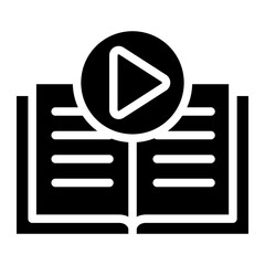 Open book and video play symbol.