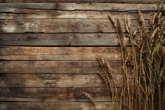 Rustic wooden background with a Lammas theme and many wooden slats