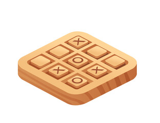 Tic tac toe in wooden board vector illustration isolated on white background