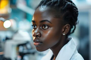 Obraz premium portrait of an African woman doing scientific research at the lab