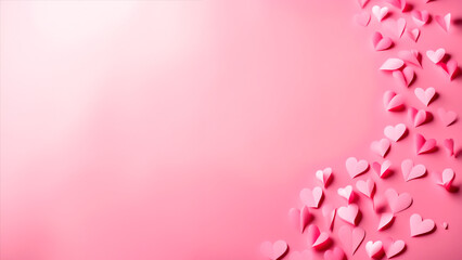 Fototapeta premium Pink cut paper hearts. Valentine's Day. AI Generated.