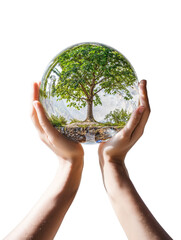 Ecosystem, Hands holding a tree glass ball