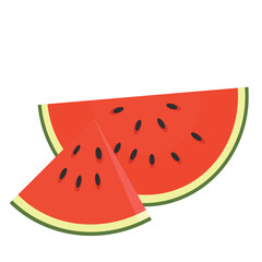 Watermelon. Watermelon slice vector illustration. Summer fruit on white background. Summer Seasonal element