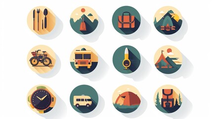 Fototapeta premium Travel flat icons set in vector style collection of vector travel icons in flat design