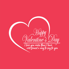 Lettering Happy Valentines Day banner, Valentines Day greeting card template with typography text happy valentine`s day and red heart and line on background. Vector illustration