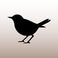 
Fairy-wren bird black silhouette. Beautiful black wren bird art vector illustration