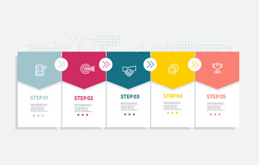 abstract timeline infographic element business data visualization steps report layout template background with business line icon 5 steps