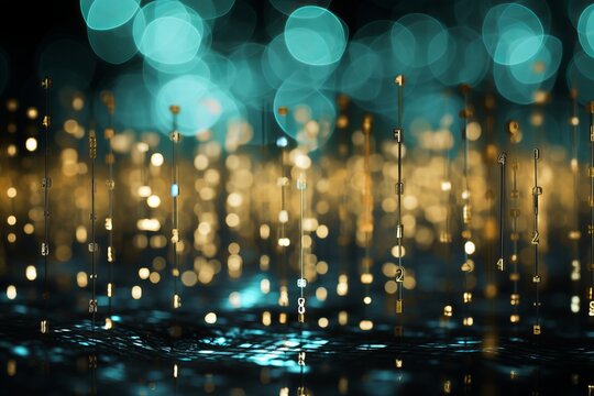 Blurred bokeh with binary code and computer circuitry for captivating technology design