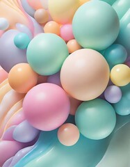 Fototapeta na wymiar 3d bubble art with pastel colors, minimalistic artwork design 