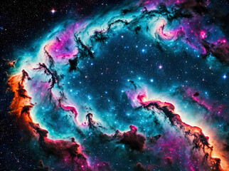 Fototapeta na wymiar Colorful space galaxy cloud nebula. Stary night cosmos. Universe science astronomy
