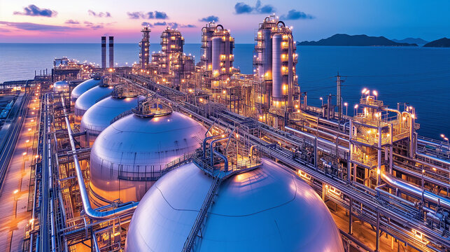 Massive Oil Refinery With Multiple Tanks