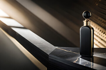 black and golden marble perfume flacon  template