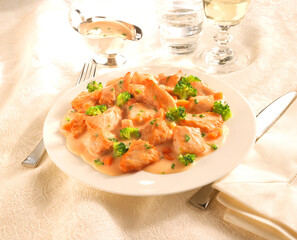 Hähnchen Bernaise, Hähnchen, geschnetzltes, Sauce, Tellergericht, Geflügel,